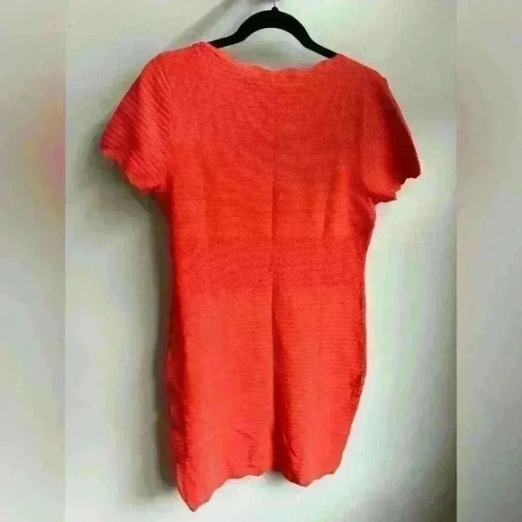 RIHOAS ORANGE U NECK SCALLOPED KNIT MIMI DRESS SIZE LARGE NWT - Picture 4 of 4